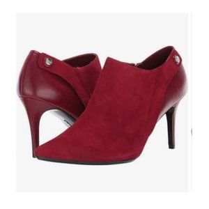 Calvin Klein Gara Leather Ankle Bootie in Barn Red Womens Sz 6M